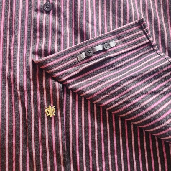 Toscano 100% Cotton Button Down Shirt Multicolor Striped Long Sleeve Size Medium - Picture 7 of 8